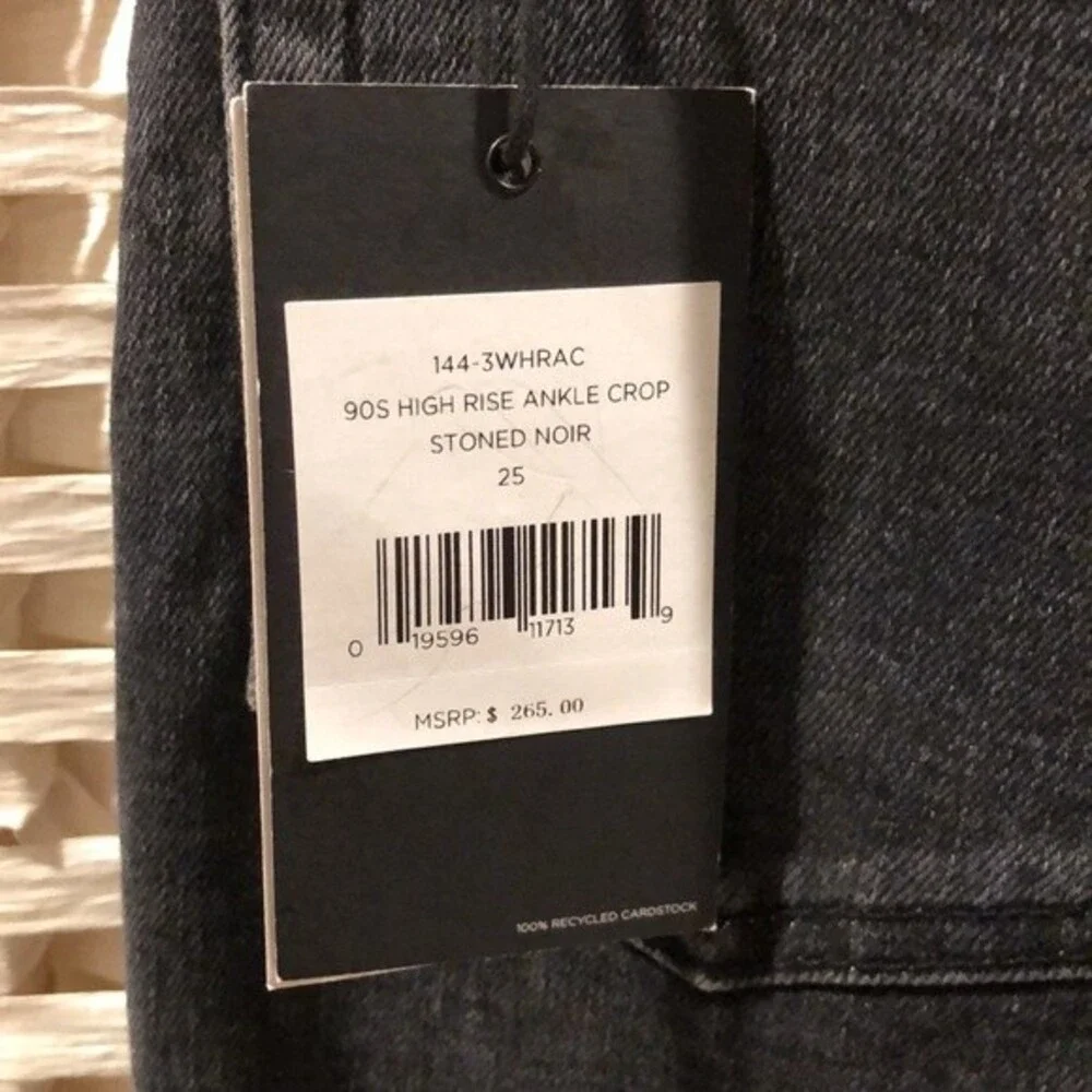 RE/DONE 90’s Ultra High Rise Ankle Crop Raw Hem Jeans in Stoned Noir Size 25 NWT - Picture 10 of 11
